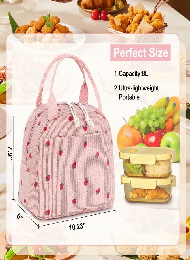 LEDAOU Lunch Box for Women Insulated Lunch Bag Corduroy Lunch Tote Bags Leakproof Cooler Lunch Case for Travel Work Picnic - Image 2
