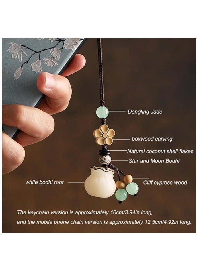 2 Piece Mobile Phone Pendant, Natural Bodhi Mobile Phone Chain Pendant, Car Key Pendant, Handmade Key Chain Pendant - Image 3