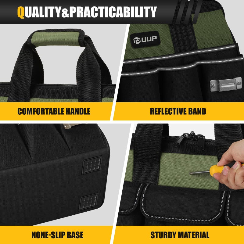 UUP 18-Inch Large Tool Bag, 16-Pocket Portable Tool Box Organizer Storage, Heavy Duty Tactical Toolbag with Big Zipper, Travel Carry Toolbox, Father Day Dad Men Electrician Contractor Welding Gift - Image 5