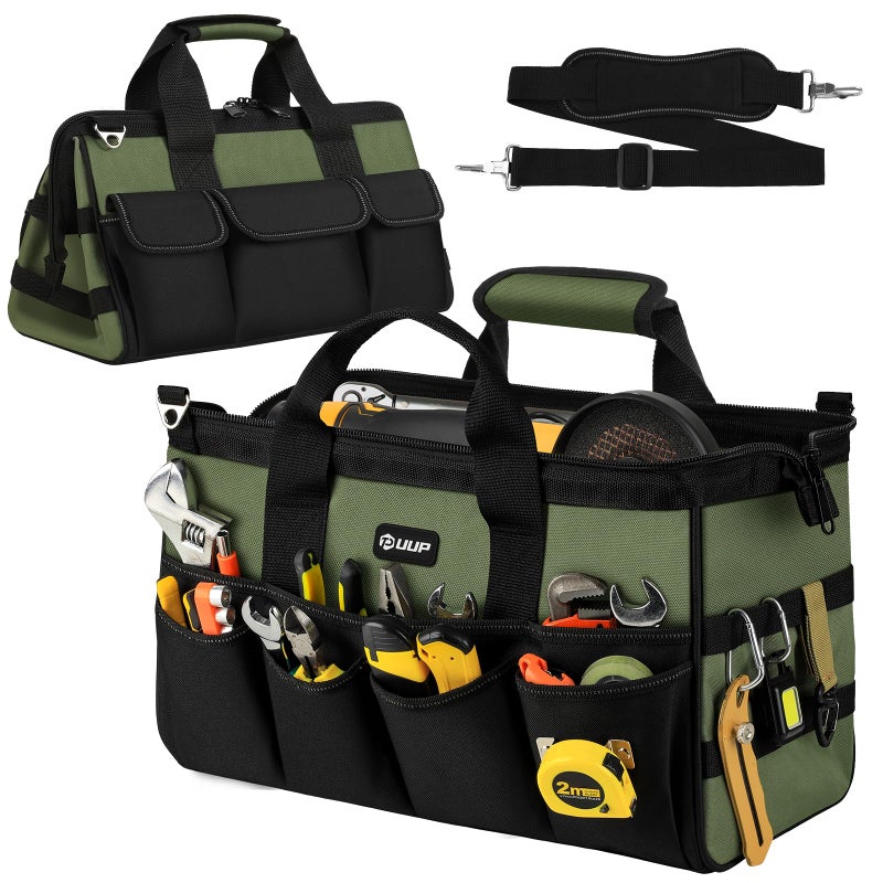 UUP 18-Inch Large Tool Bag, 16-Pocket Portable Tool Box Organizer Storage, Heavy Duty Tactical Toolbag with Big Zipper, Travel Carry Toolbox, Father Day Dad Men Electrician Contractor Welding Gift - Image 1