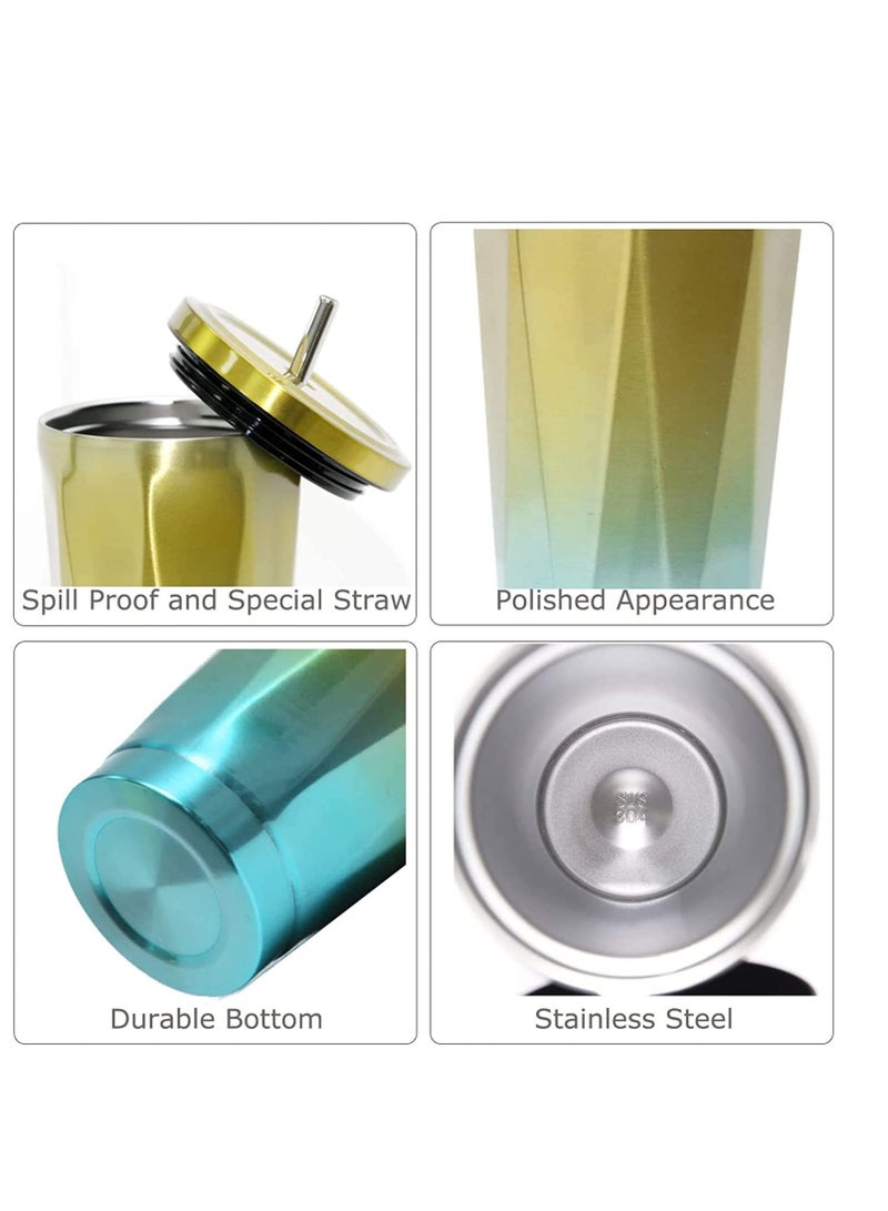 Zikra Stainless Steel Travel Mug Tumbler with Straw and Leakproof Lid Reusable Coffee Cup Vacuum Insulated Office Car Drinking Bubba for Ice Cold or Hot 500ml - Image 2