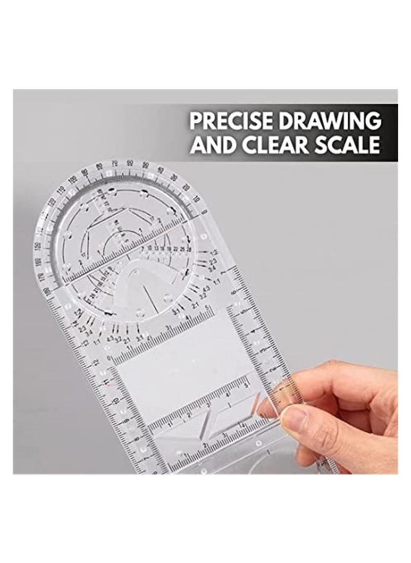 Drawing Ruler, New Multifunctional Geometric Ruler Geometric Drawing Template Measuring Tool Plastic Draft Rulers for School Office Supplies for Studying, Designing and Building, 1 Pcs