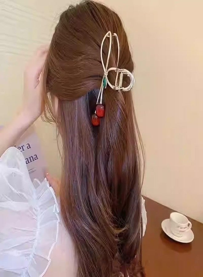 فاميزا مشبك شعر معدني واحد على شكل فيونكة، قوي التثبيت، إكسسوارات شعر عصرية، مزين بسحر الكرز الأحمر، مشبك شعر مانع للانزلاق... - Image 3