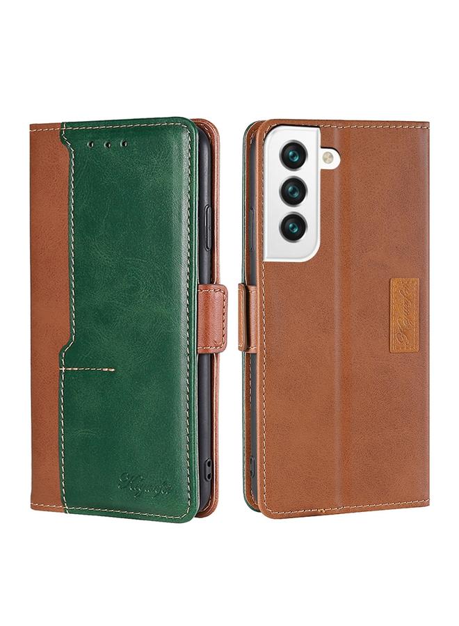 S-TOP Case For Samsung Galaxy S22+ 5G Retro Texture Contrast Color Side Buckle Horizontal Flip Leather Case with Holder & Card Slots & Wallet - Image 2