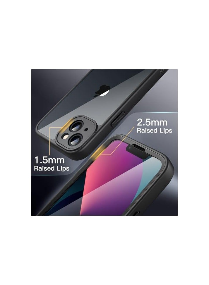 جي تيك حافظة JETech لهاتف iPhone 13 مقاس 6.1 بوصة مع واقي شاشة مدمج من الزجاج المقسى، حماية شديدة التحمل لكامل الجسم بزاوية 360 درجة، غطاء هاتف متين مقاوم للصدمات وظهر شفاف (أسود) - Image 4