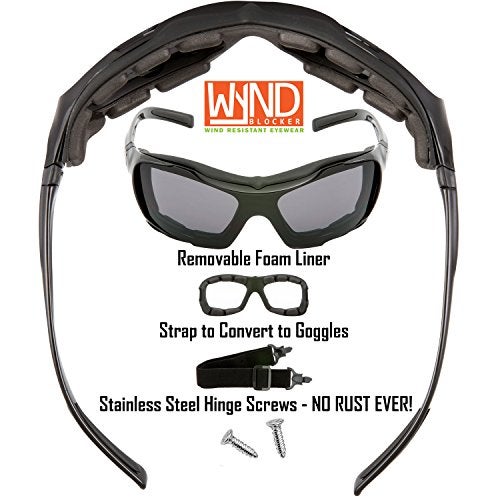 WYND Blocker Large Motorcycle Riding Glasses Extreme Sports Wrap Sunglasses, Black, Smoke - Image 3