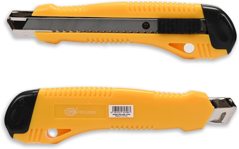 FIS Heavy Duty Snap-Off Utility Cutter Set - 12 Pieces with Auto-Lock and Spare Blades - Image 3