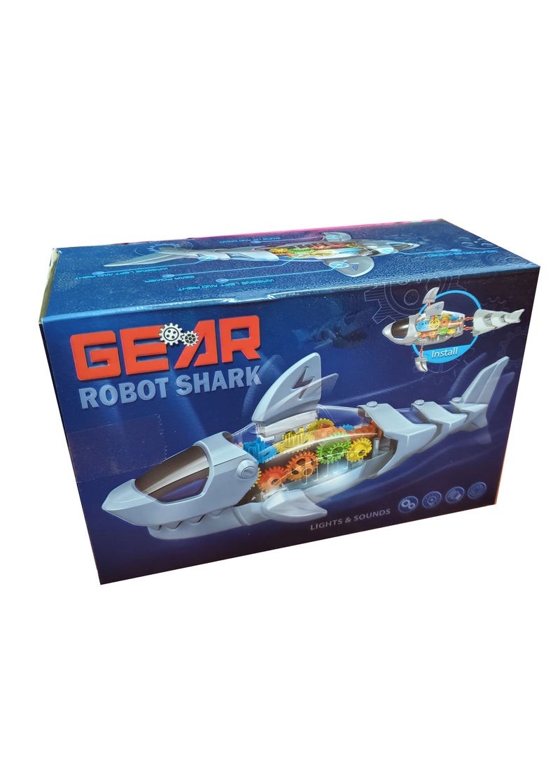 Gear Battery Operated Robotic Shark With Gears with Lights and Music - Image 1