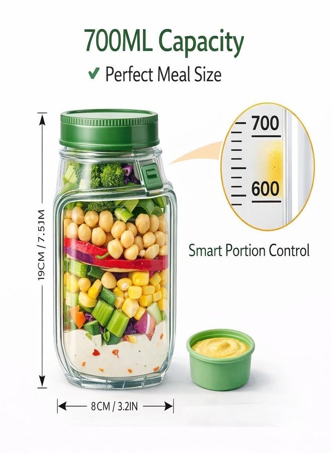 ABSTER Leakproof Salad Jar with Side Opening & Built-in Dressing Container - BPA-Free Airtight Lunch Box with Double Lock Lid, Portable Layered Mason Jar for Office, Travel, Gym & Picnic Use - Image 2