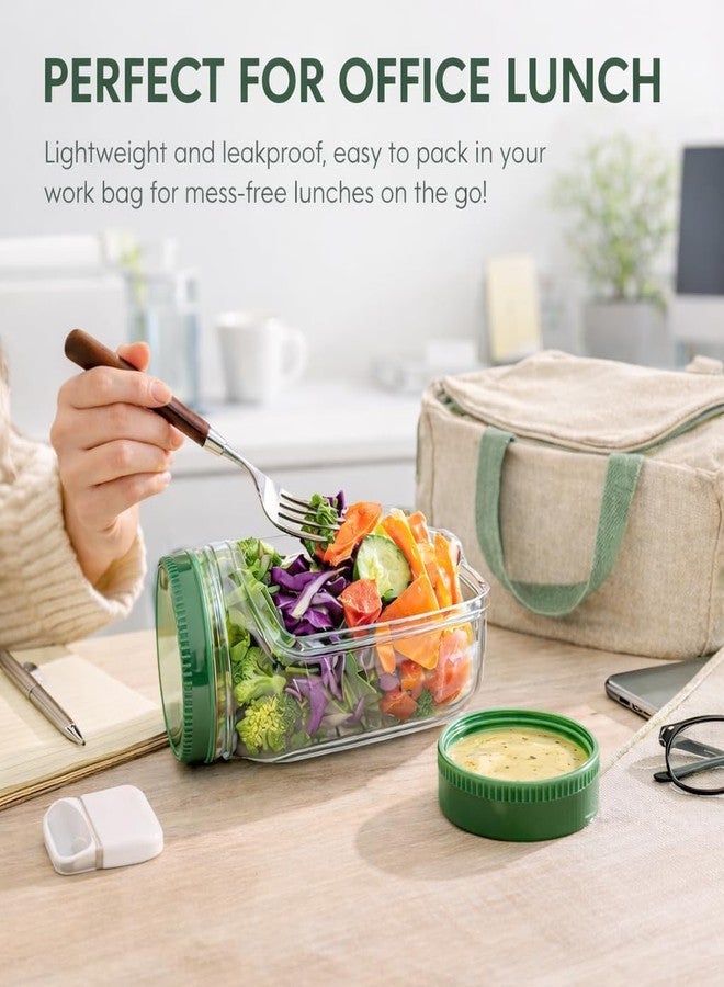 ABSTER Leakproof Salad Jar with Side Opening & Built-in Dressing Container - BPA-Free Airtight Lunch Box with Double Lock Lid, Portable Layered Mason Jar for Office, Travel, Gym & Picnic Use - Image 3