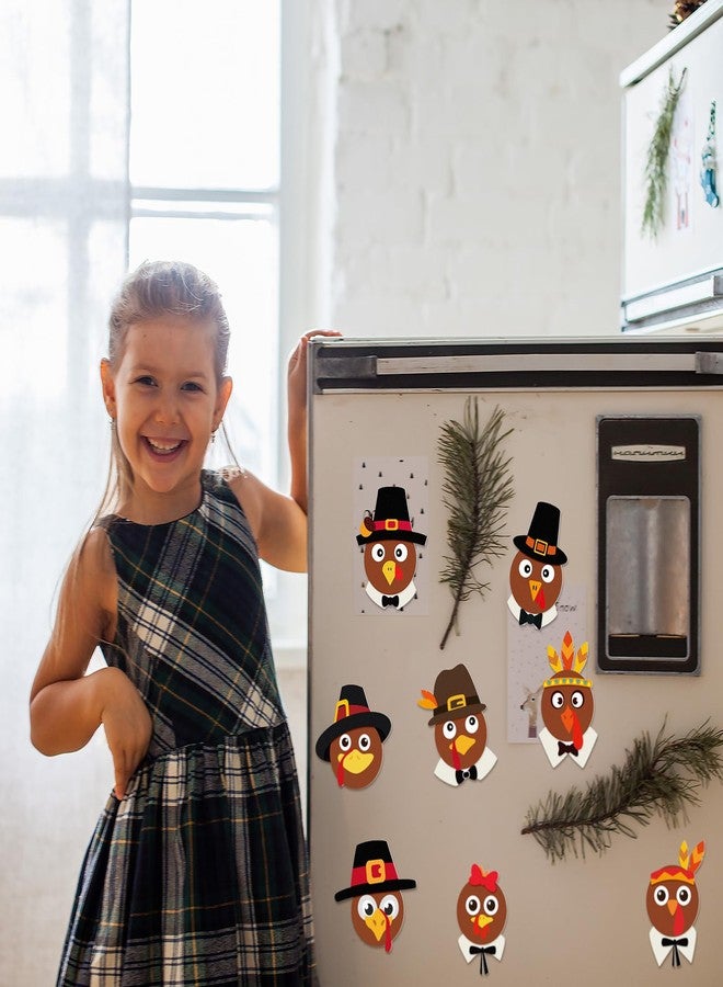 Ferraycle 16 Pcs Thanksgiving Crafts for Kids Thanksgiving Turkey Head Magnet Crafts Fall Crafts Turkey Refrigerator Decoration DIY Turkey Craft Kit for Thanksgiving Party Classroom Home Activities - Image 5