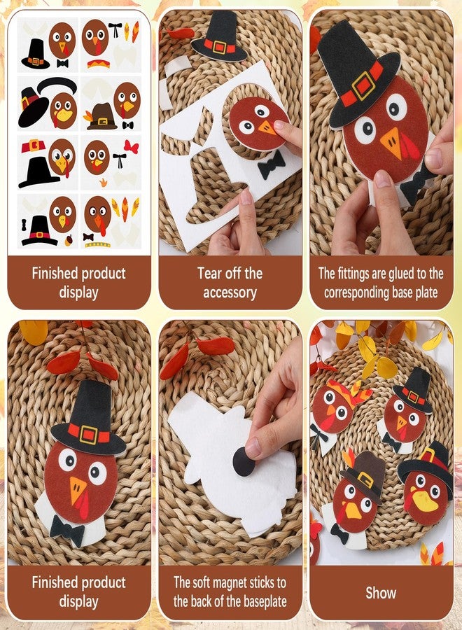 Ferraycle 16 Pcs Thanksgiving Crafts for Kids Thanksgiving Turkey Head Magnet Crafts Fall Crafts Turkey Refrigerator Decoration DIY Turkey Craft Kit for Thanksgiving Party Classroom Home Activities - Image 3