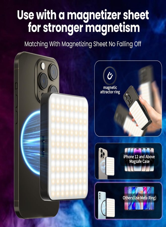 مصباح سيلفي مغناطيسي RGB من gliship مزود بـ 136 مصباح LED، مصباح فيديو RGB محمول بزاوية 360 درجة بألوان كاملة، متوافق مع Magsafe، قابل لإعادة الشحن، مزود بمشبك، مع 9 أوضاع إضاءة لكاميرا الهاتف أو الكمبيوتر المحمول - Image 3