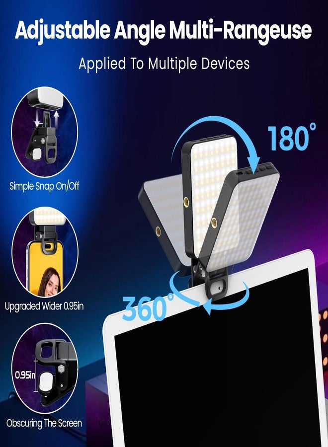 مصباح سيلفي مغناطيسي RGB من gliship مزود بـ 136 مصباح LED، مصباح فيديو RGB محمول بزاوية 360 درجة بألوان كاملة، متوافق مع Magsafe، قابل لإعادة الشحن، مزود بمشبك، مع 9 أوضاع إضاءة لكاميرا الهاتف أو الكمبيوتر المحمول - Image 4
