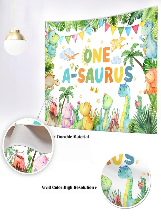 Mocsicka One a Saurus Birthday Backdrop Dinosaur 1st Birthday Decorations Party Supplies for Boys First Birthday Photography Background Banner (Green, 7x5ft(82"x60")) - Image 3