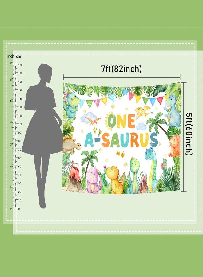 Mocsicka One a Saurus Birthday Backdrop Dinosaur 1st Birthday Decorations Party Supplies for Boys First Birthday Photography Background Banner (Green, 7x5ft(82"x60")) - Image 4