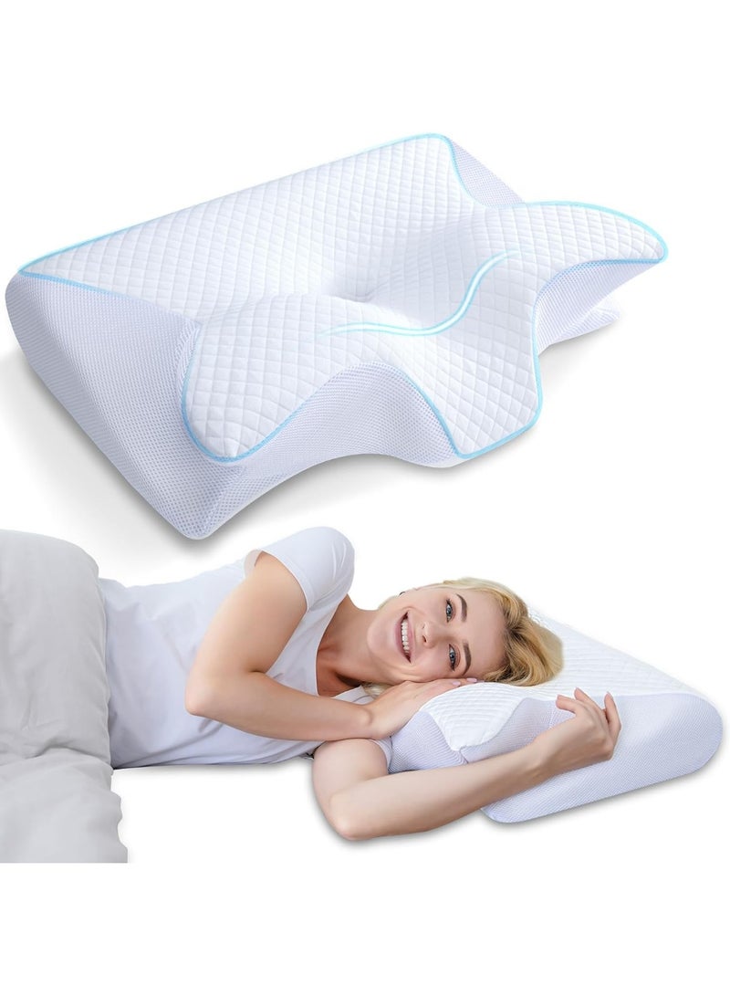 بيتشو وسادة عنق من إسفنج الذاكرة، وسادة تقويمية مريحة 2 في 1 لآلام الرقبة، وسائد دعم محيطية لمن ينامون على جانبهم وظهرهم وبطنهم - Image 1