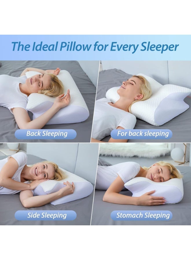 بيتشو وسادة عنق من إسفنج الذاكرة، وسادة تقويمية مريحة 2 في 1 لآلام الرقبة، وسائد دعم محيطية لمن ينامون على جانبهم وظهرهم وبطنهم - Image 2