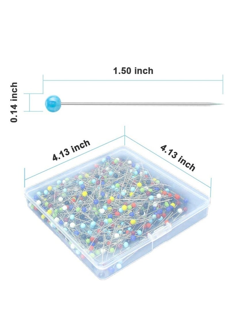 Libra Sewing Pins for Fabric,  Straight Pins with Colored Ball Glass Heads Long 1.5inch, for Quilting, Fabric, Silk, Dressmaker & Jewelry DIY Decoration (500 Pcs) - Image 2
