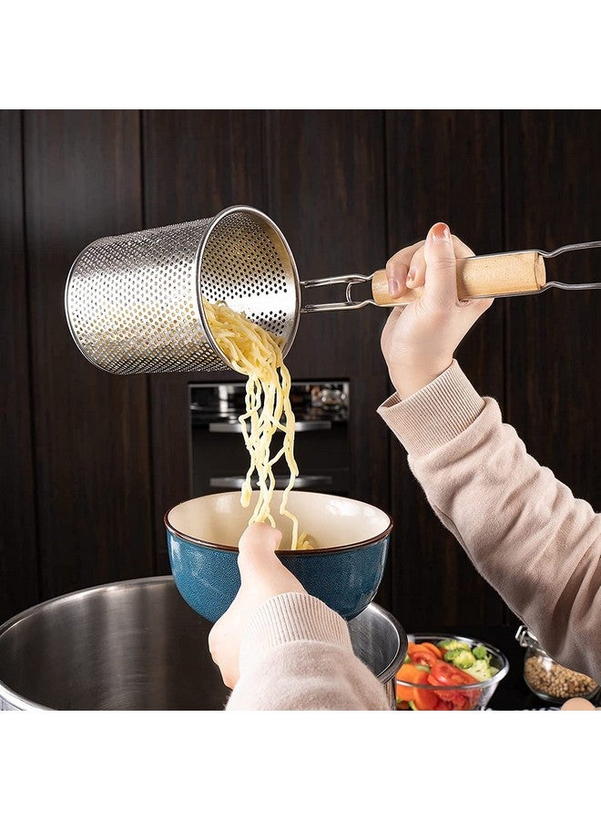 MYLIFEUNIT MyLifeUNIT Pasta Strainer, 2 Pack Stainless Steel Mesh Spider Strainer for Pasta, Noodle, Dumpling (4.54"D x 6.1"H) - Image 3