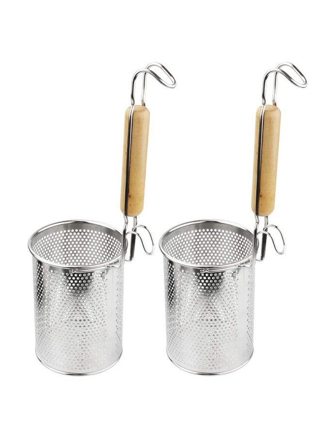 MYLIFEUNIT MyLifeUNIT Pasta Strainer, 2 Pack Stainless Steel Mesh Spider Strainer for Pasta, Noodle, Dumpling (4.54"D x 6.1"H) - Image 1