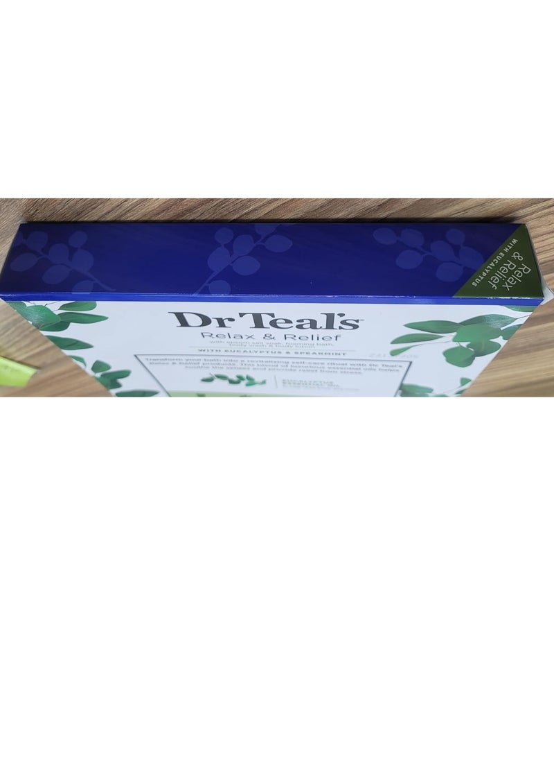 Dr Teal's Dr Teal's Relax & Relief Eucalyptus & Spearmint Epsom Salt 11oz & Foaming Bath Oil, Body Wash 3oz & Body Lotion 1oz Set  - Image 3