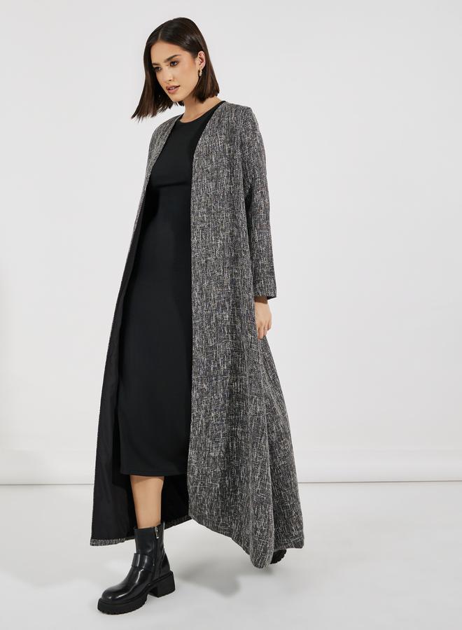 ستايلي عباية طويلة مفتوحة بمظهر تويد - Image 4