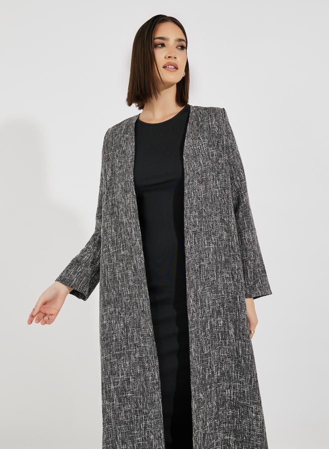 ستايلي عباية طويلة مفتوحة بمظهر تويد - Image 5