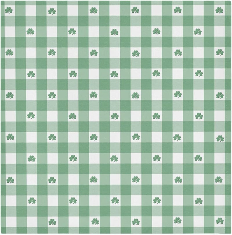senya St Patricks Day Cloth Napkin Green White Gingham Pattern Shamrocks Cloth Napkin Set of 6 Washable Reusable Polyester Table Napkins for Family Dinner Party - Image 2