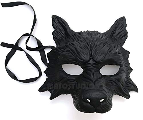 MasqStudio Black Wolf Mask Animal Masquerade Halloween Costume Cosplay Party mask BLACK - Image 5