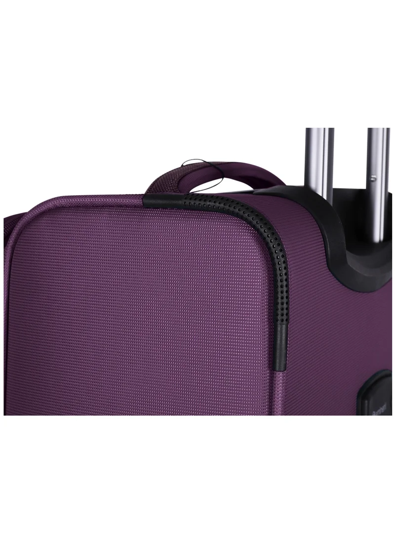eminent Unisex Soft Travel Bag Large Luggage Trolley Polyester Lightweight Expandable 4 Double Spinner Wheeled Suitcase with 3 Digit TSA lock E788 Purple