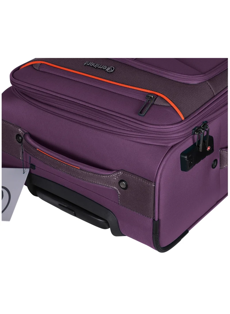 eminent Unisex Soft Travel Bag Large Luggage Trolley Polyester Lightweight Expandable 4 Double Spinner Wheeled Suitcase with 3 Digit TSA lock E788 Purple