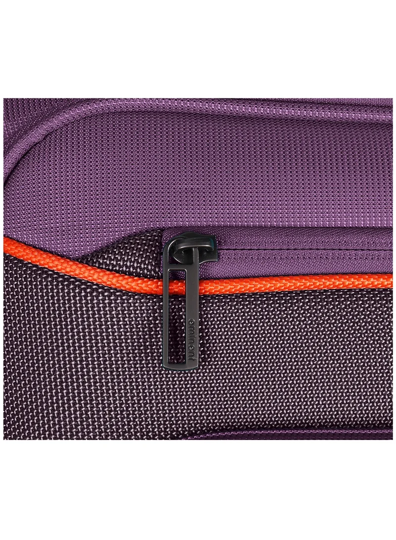 eminent Unisex Soft Travel Bag Large Luggage Trolley Polyester Lightweight Expandable 4 Double Spinner Wheeled Suitcase with 3 Digit TSA lock E788 Purple