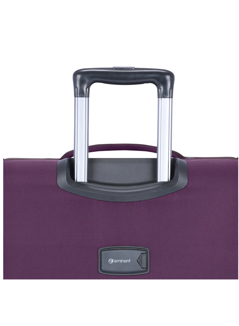 eminent Unisex Soft Travel Bag Large Luggage Trolley Polyester Lightweight Expandable 4 Double Spinner Wheeled Suitcase with 3 Digit TSA lock E788 Purple