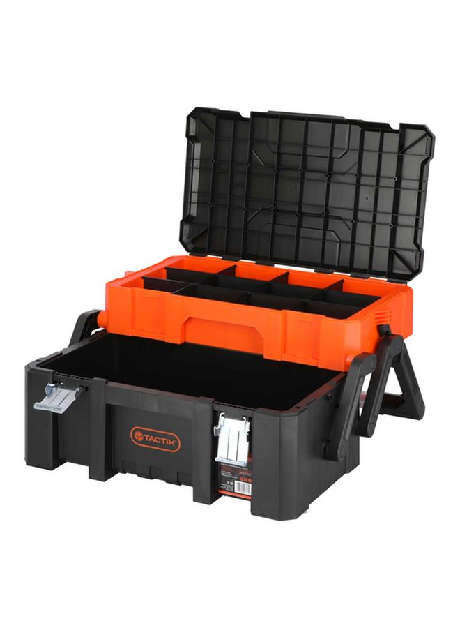 Tactix Multi-Compartment Heavy Duty Cantilever Tool Box with Ergonomic Handle Black and Orange - Image 3
