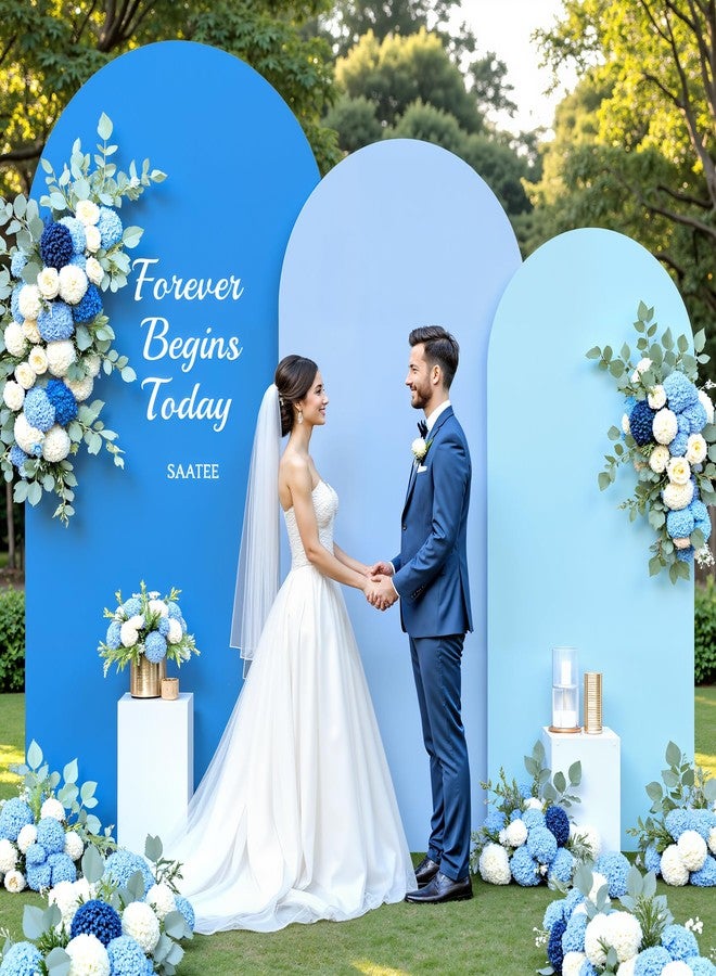 Suppromo Blue Arch Backdrop Cover Set of 3-6ft, 6.6ft, 7.2ft Arch Covers Stretchy Backdrop Spandex Arch Stand Covers for Birthday Party Baby Shower Wedding Bridal Shower Banquet Photo Background Decorations - Image 3