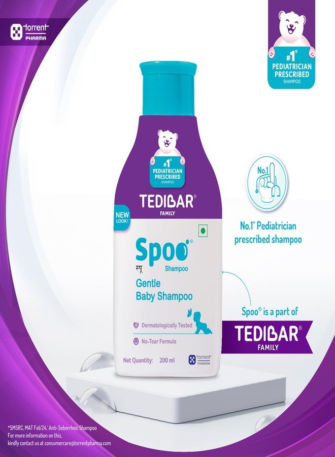 SPOO Tedibar Gentle Baby Shampoo 200Ml No Tears|Gentle On Scalp|No.1 Pediatrician Prescribed Shampoo*- By Torrent Pharma (Pack Of 2) - Image 4