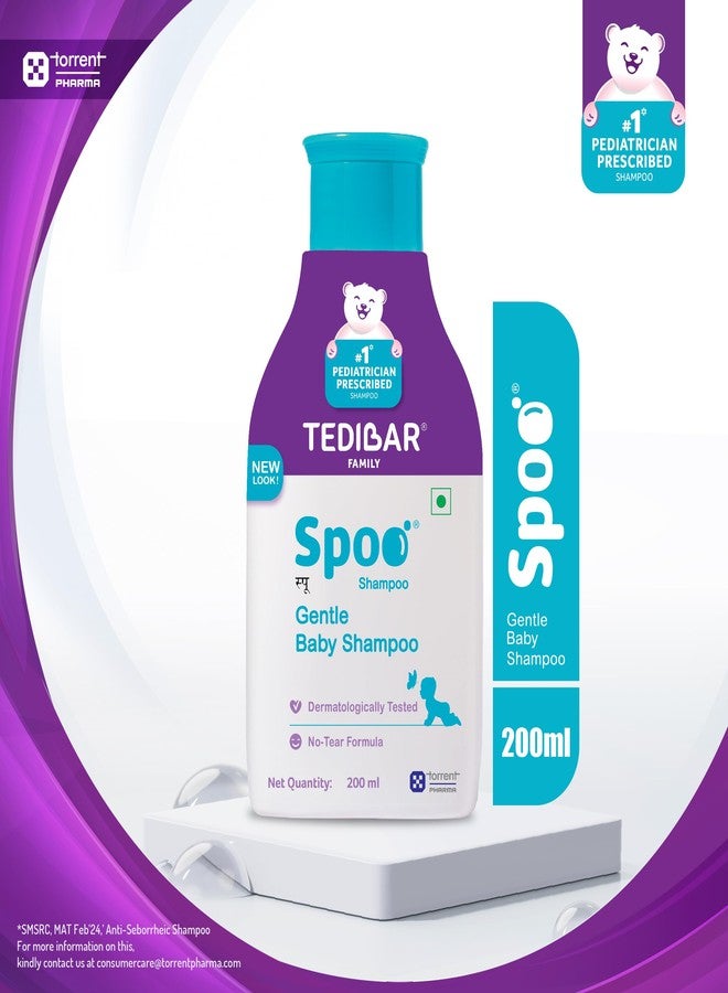 SPOO Tedibar Gentle Baby Shampoo 200Ml No Tears|Gentle On Scalp|No.1 Pediatrician Prescribed Shampoo*- By Torrent Pharma (Pack Of 2) - Image 3