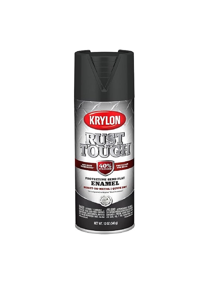KRYLON Anti-Rust Technology Semi-Flat Enamel Spray Paint Black 12oz K09203008 - Image 1