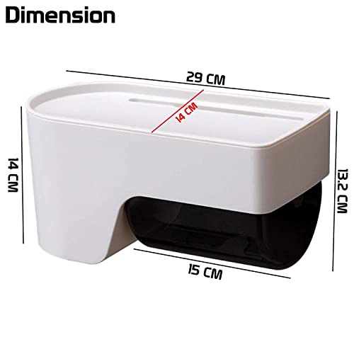 Zeinwap Self Adhesive Magic Sticker Series Wall Mount Tissue Toilet Paper Holder with Storage Mobile Stand (White, Pack of 1) - Image 3