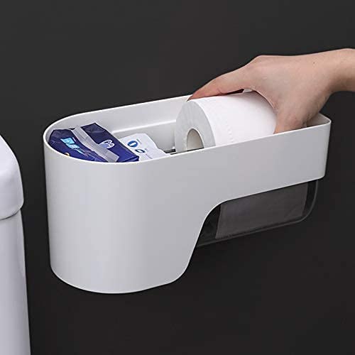 Zeinwap Self Adhesive Magic Sticker Series Wall Mount Tissue Toilet Paper Holder with Storage Mobile Stand (White, Pack of 1) - Image 5
