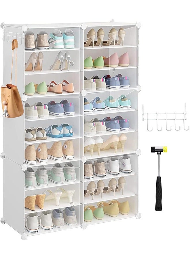 Generic 9-Tier White Shoe Rack Cabinet – Freestanding Plastic Shoe Organizer for 36 Pairs, Modular Storage Unit for Closet, Hallway, Bedroom, or Entryway  - Image 1