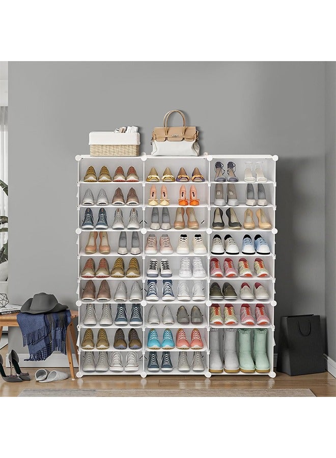 Generic 9-Tier White Shoe Rack Cabinet – Freestanding Plastic Shoe Organizer for 36 Pairs, Modular Storage Unit for Closet, Hallway, Bedroom, or Entryway  - Image 4
