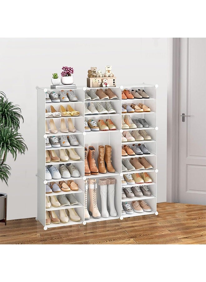 Generic 9-Tier White Shoe Rack Cabinet – Freestanding Plastic Shoe Organizer for 36 Pairs, Modular Storage Unit for Closet, Hallway, Bedroom, or Entryway  - Image 5