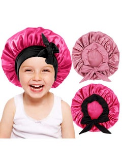 Himoswis 2 Pcs Kids Bonnets For Girls,Silk Bonnet For Sleeping Kids,Bonnet For Kids,Toddler Bonnet,D  - Image 1