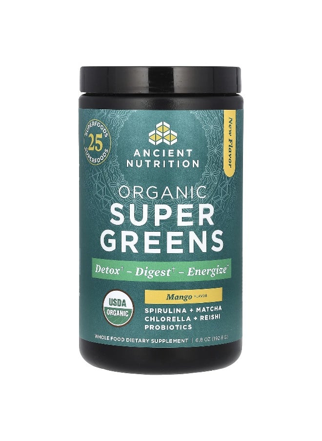 Ancient Nutrition - Ancient Nutrition, Organic SuperGreens, Mango, 6.8 oz (192.8 g) - Image 1