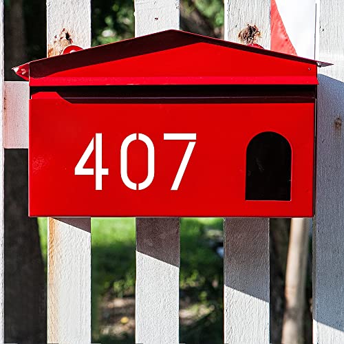 Mossdecal Number Stencils 4 inch Curb, 20PCS 0-9 Address Curb Stencil Kit Reusable Plastic Numbers Interlocking Stencils with 2 Rolls Masking Tape for Painting Address in Wall Wood Road Mailbox - Image 5