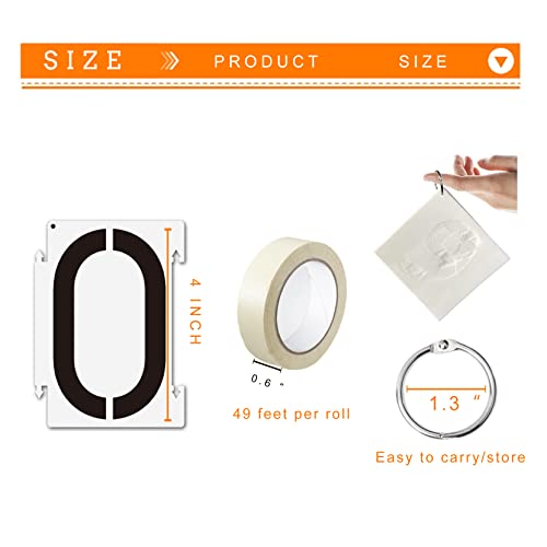 Mossdecal Number Stencils 4 inch Curb, 20PCS 0-9 Address Curb Stencil Kit Reusable Plastic Numbers Interlocking Stencils with 2 Rolls Masking Tape for Painting Address in Wall Wood Road Mailbox - Image 2
