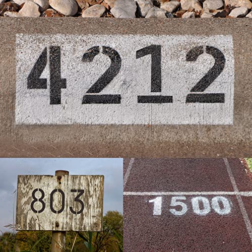 Mossdecal Number Stencils 4 inch Curb, 20PCS 0-9 Address Curb Stencil Kit Reusable Plastic Numbers Interlocking Stencils with 2 Rolls Masking Tape for Painting Address in Wall Wood Road Mailbox - Image 4