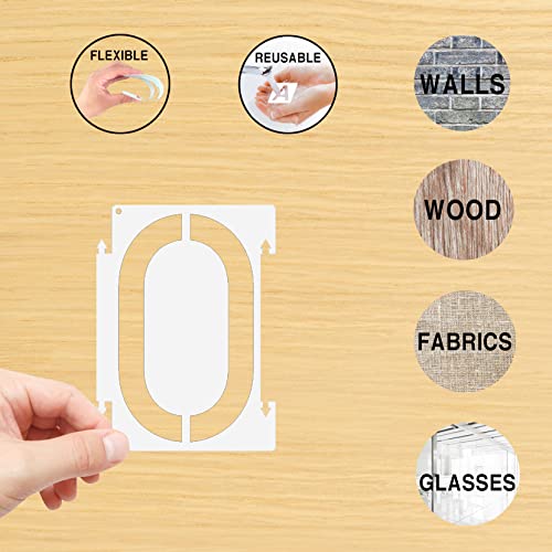 Mossdecal Number Stencils 4 inch Curb, 20PCS 0-9 Address Curb Stencil Kit Reusable Plastic Numbers Interlocking Stencils with 2 Rolls Masking Tape for Painting Address in Wall Wood Road Mailbox - Image 3